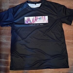 Black Graphic T-Shirt with Anime Design